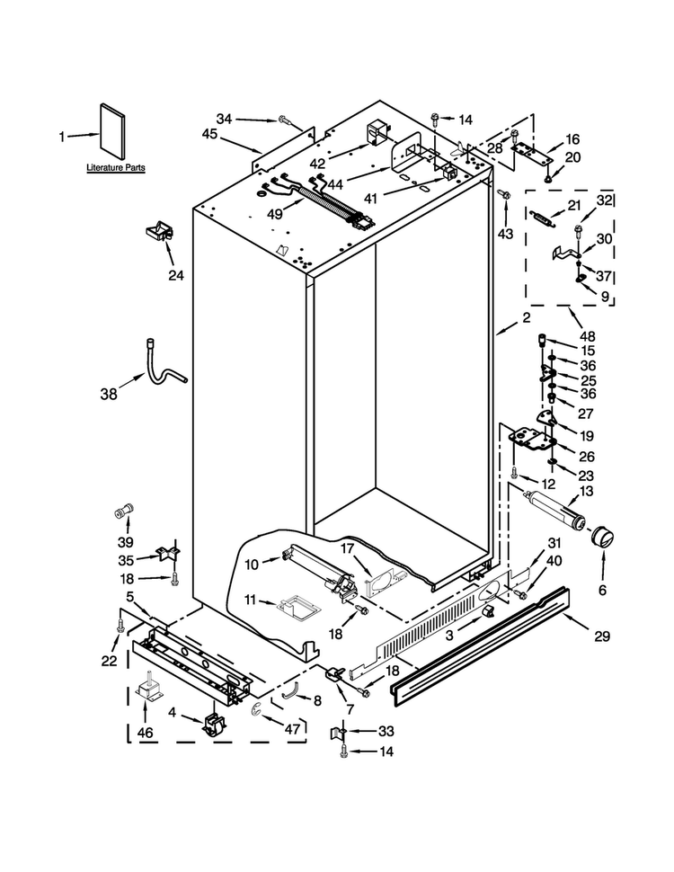 Cabinet Parts Diagram and Parts List for KSSC36QTS08  KitchenAid Refrigerator