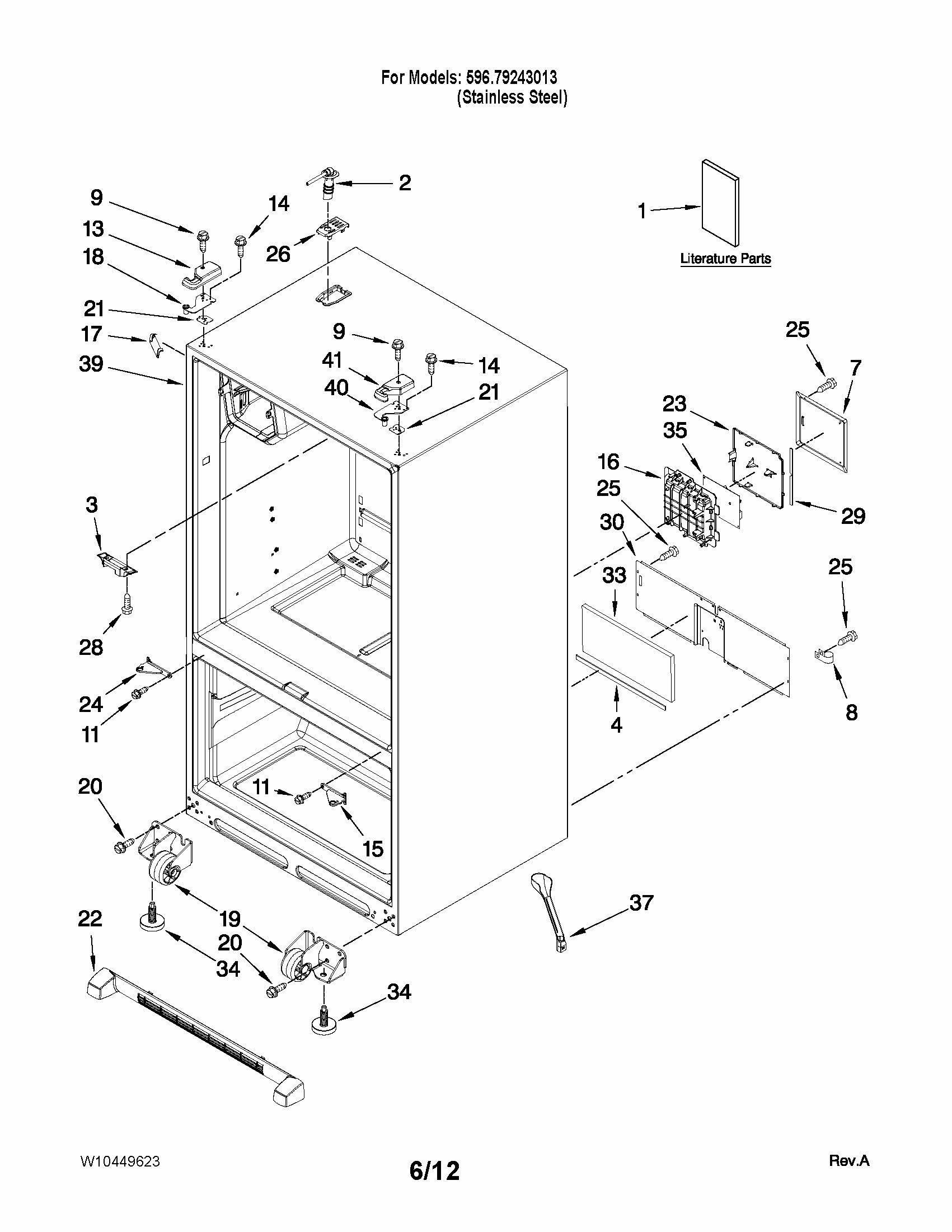 Cabinet Parts Diagram and Parts List for 59679243013  Kenmore Refrigerator