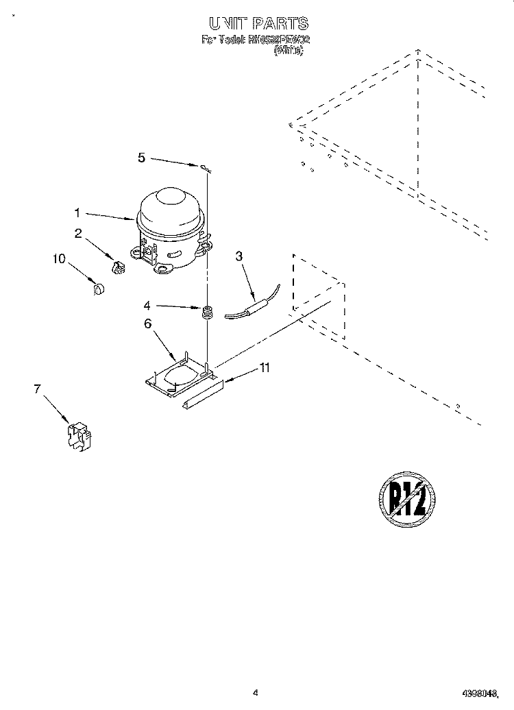 SECTION Diagram and Parts List for RH0599REW02  Roper Freezer