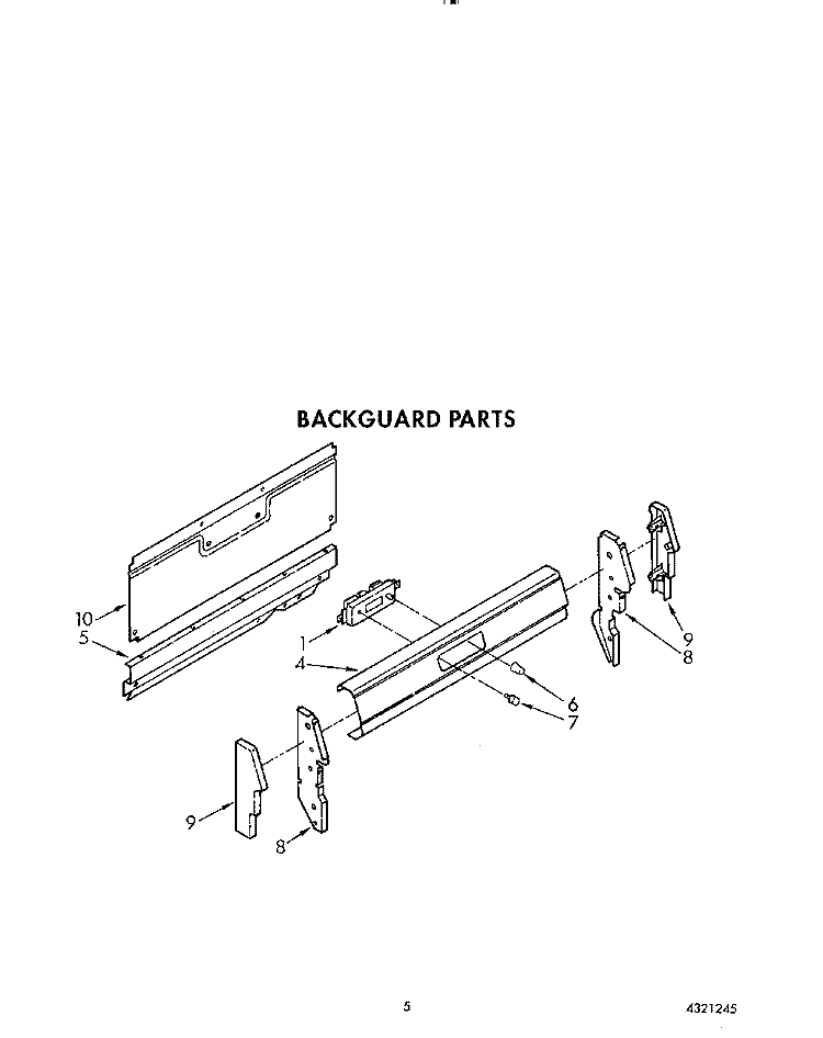 BACKGUARD Diagram and Parts List for FGP345VW1  Roper Range