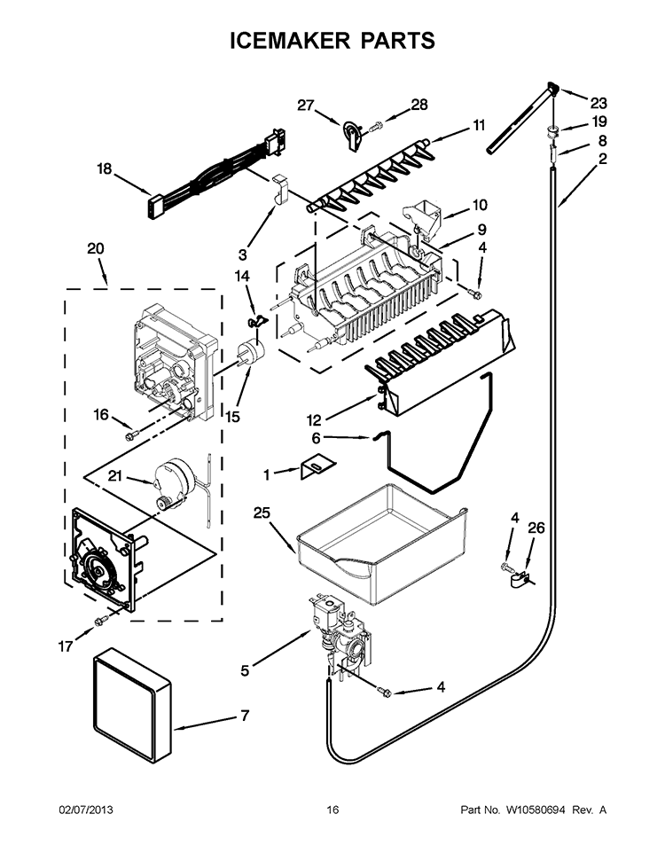 ICEMAKER PARTS Diagram and Parts List for IX5HHEXWS10  Whirlpool Refrigerator