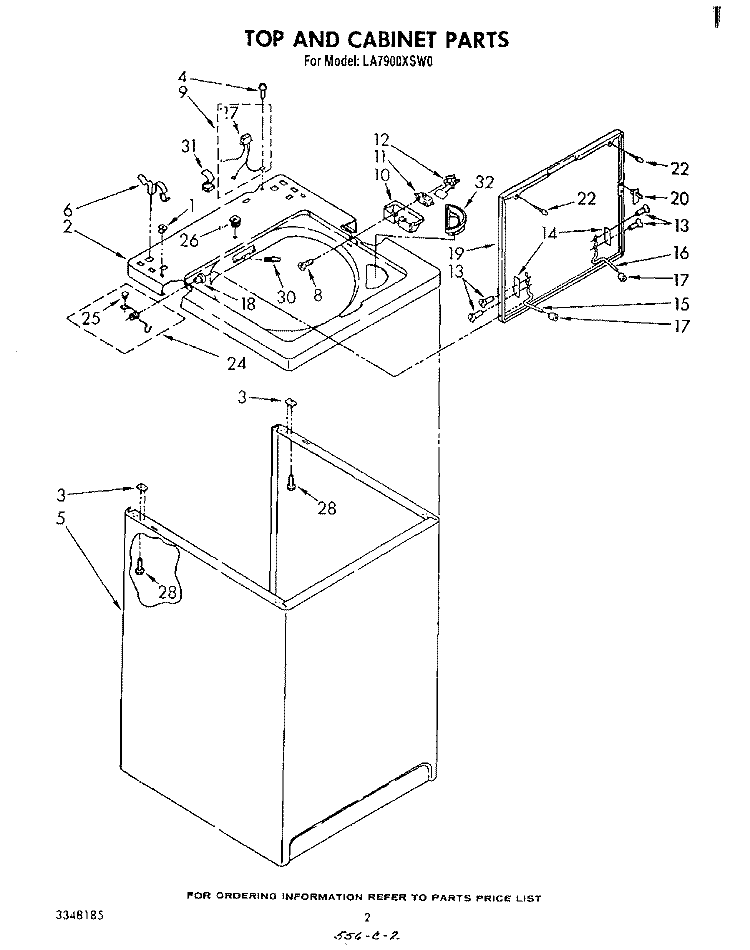 TOP AND CABINET , LITERATURE AND OPTIONAL Diagram and Parts List for LA7900XSW0  Whirlpool Washer