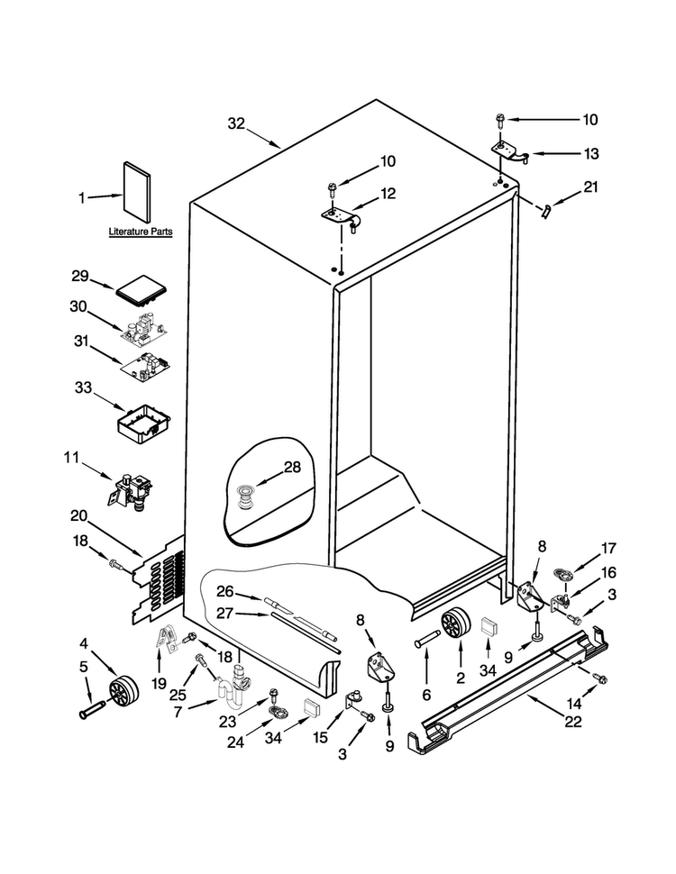Cabinet Parts Diagram and Parts List for 7KSC24C8EY00  KitchenAid Refrigerator