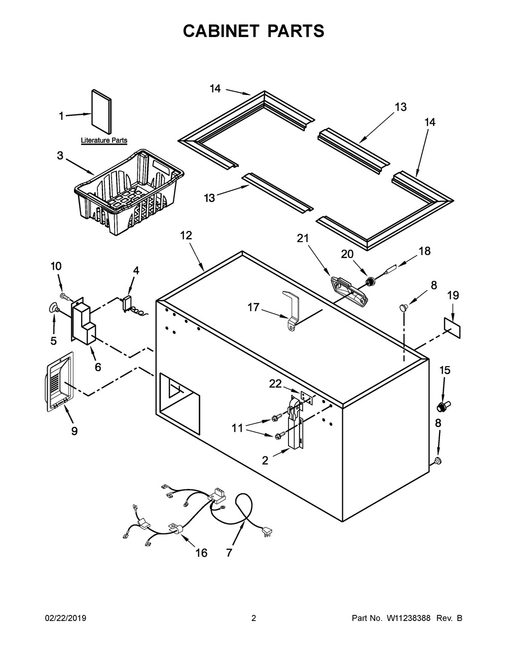 Cabinet Parts Diagram and Parts List for WZC3115DW01  Whirlpool Freezer