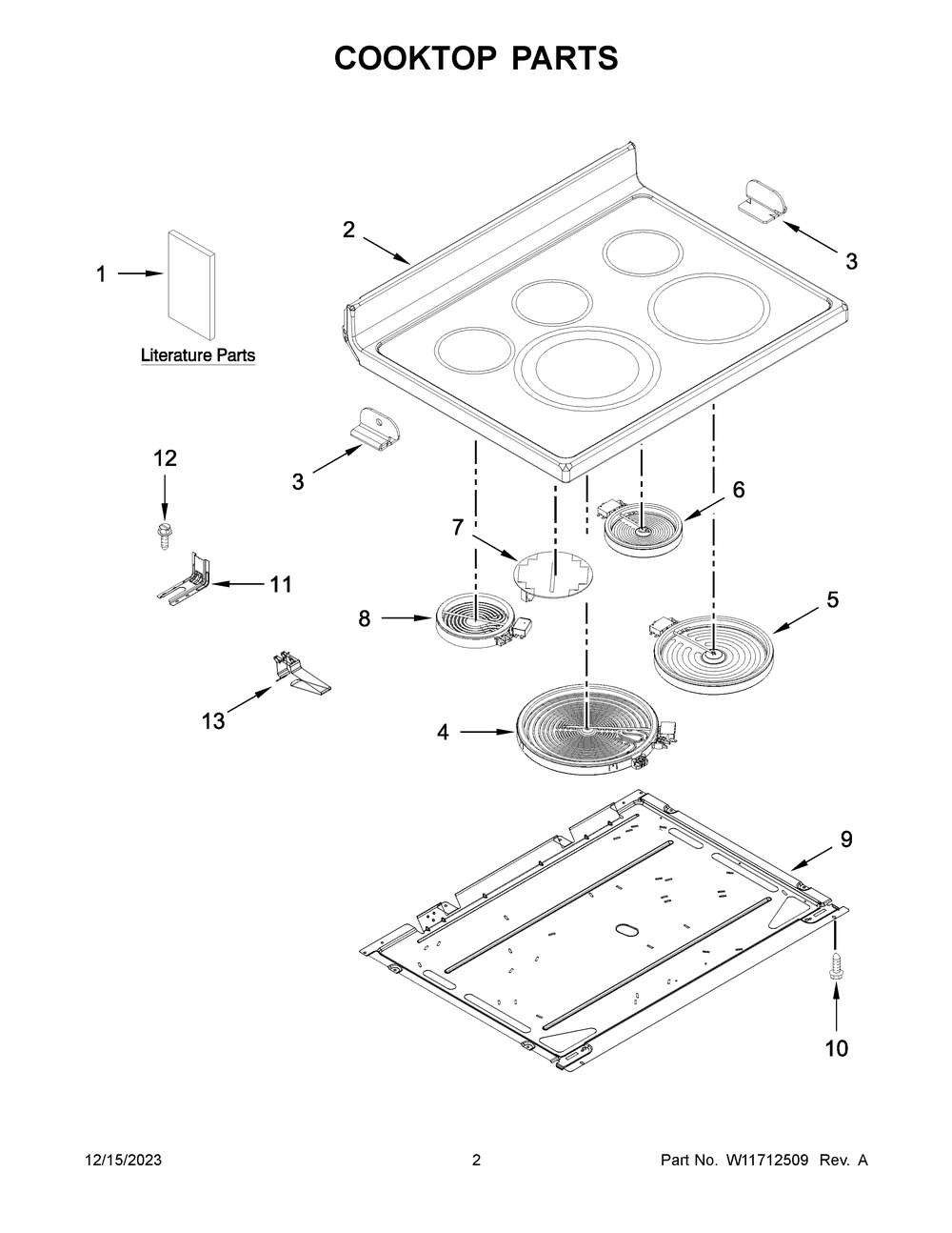 Cooktop Parts Diagram and Parts List for YKFEG500EWH8  KitchenAid Range