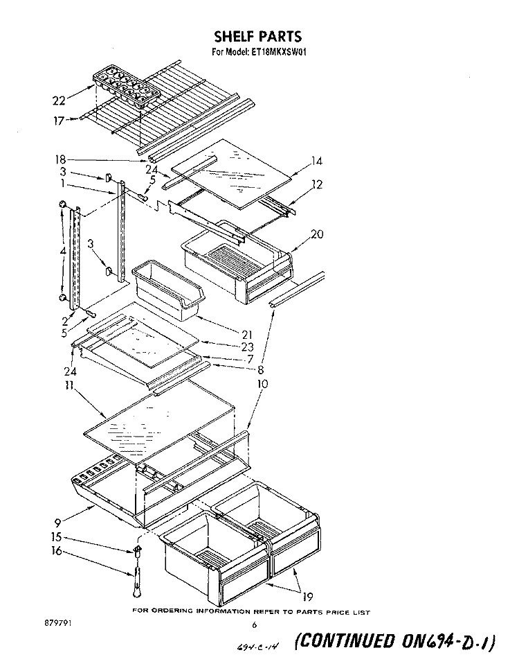 SHELF Diagram and Parts List for ET18MKXSW01  Whirlpool Refrigerator
