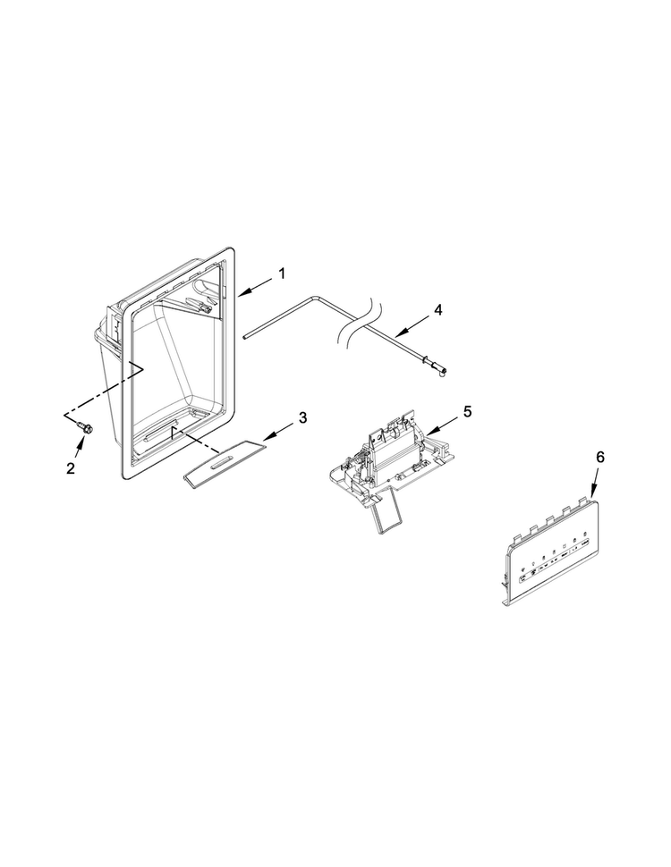 Dispenser Parts Diagram and Parts List for 5WRS22FDBF02  Whirlpool Refrigerator