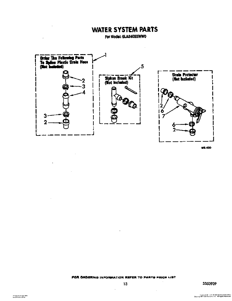 WATER SYSTEM Diagram and Parts List for 6LA5400XWM0  Whirlpool Washer