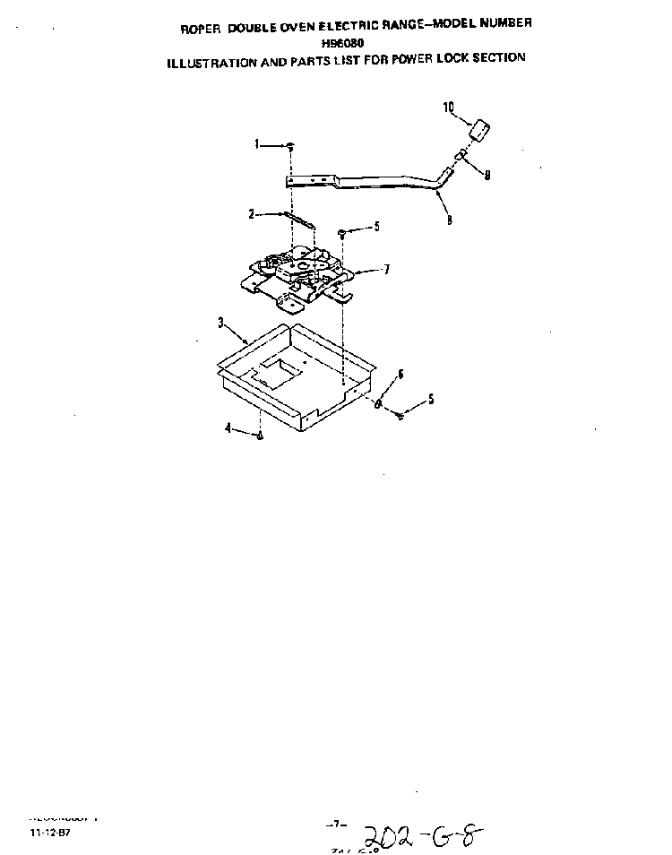 Power Lock Diagram and Parts List for H9608*0  Roper Range