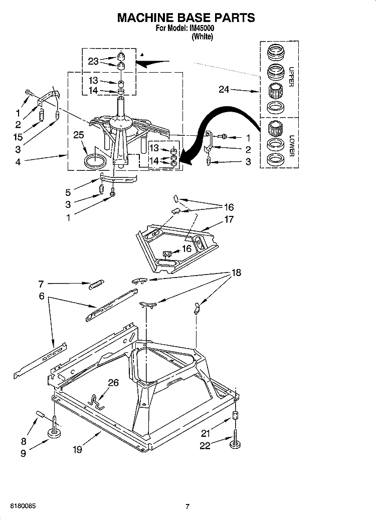 MACHINE BASE PARTS Diagram and Parts List for IM45000  Inglis Washer