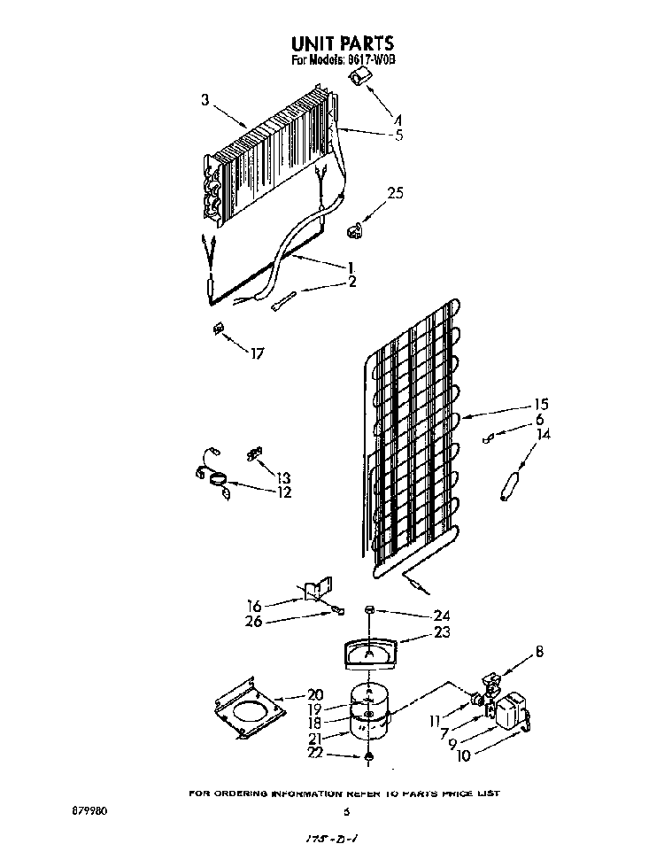 Unit Diagram and Parts List for 8617*0B  Roper Refrigerator