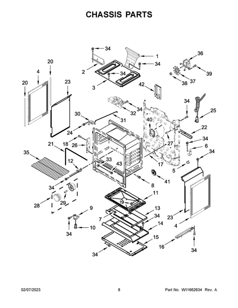 Chassis Parts Diagram and Parts List for WFG550S0HV3  Whirlpool Range
