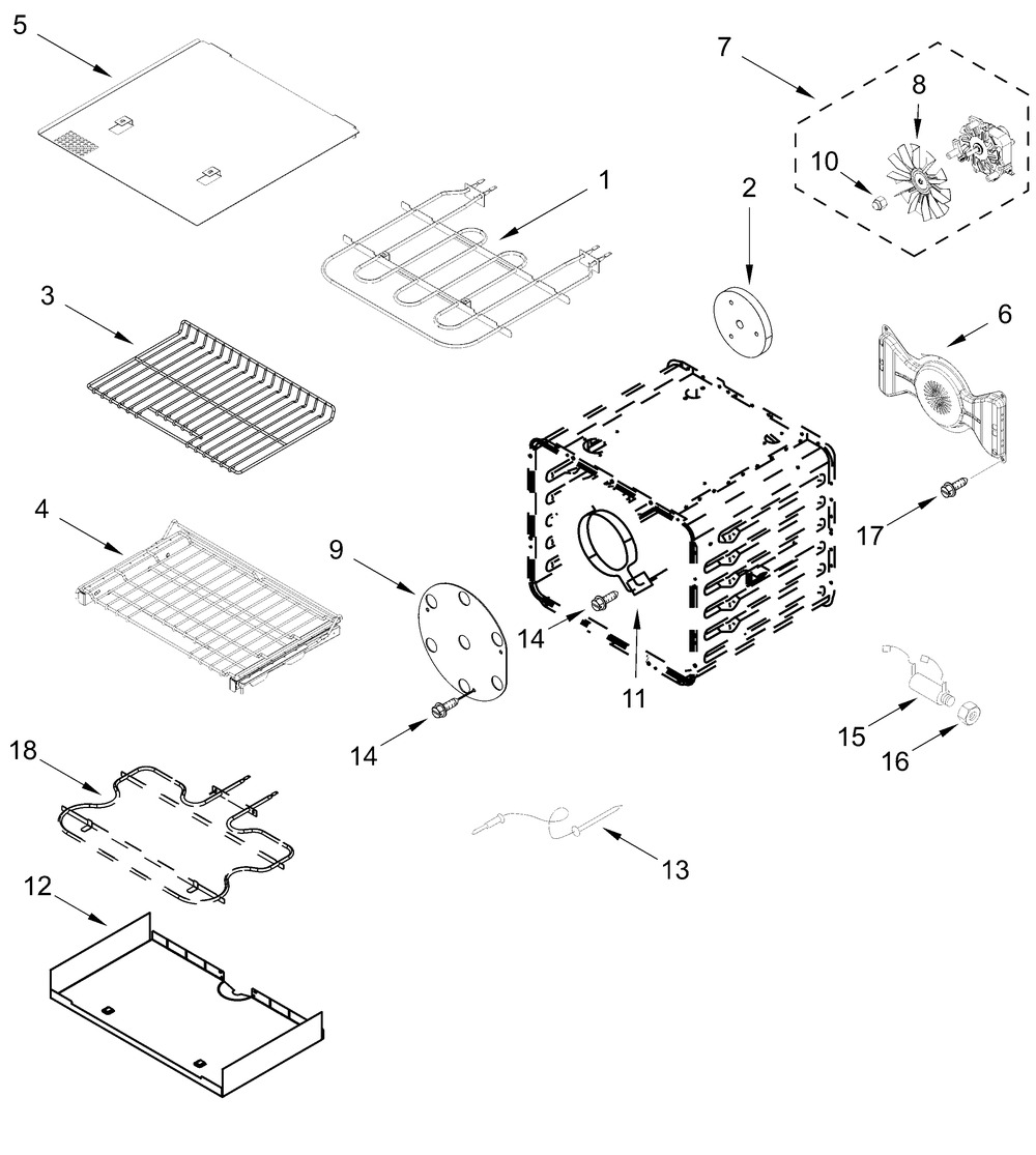 Internal Oven Parts (30 In) Diagram and Parts List for KFDC558JAV03  Whirlpool Range