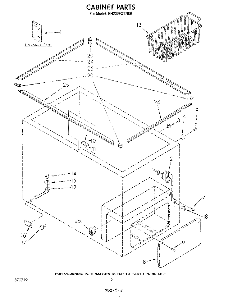 SECTION Diagram and Parts List for EH230FXTN00  Whirlpool Freezer