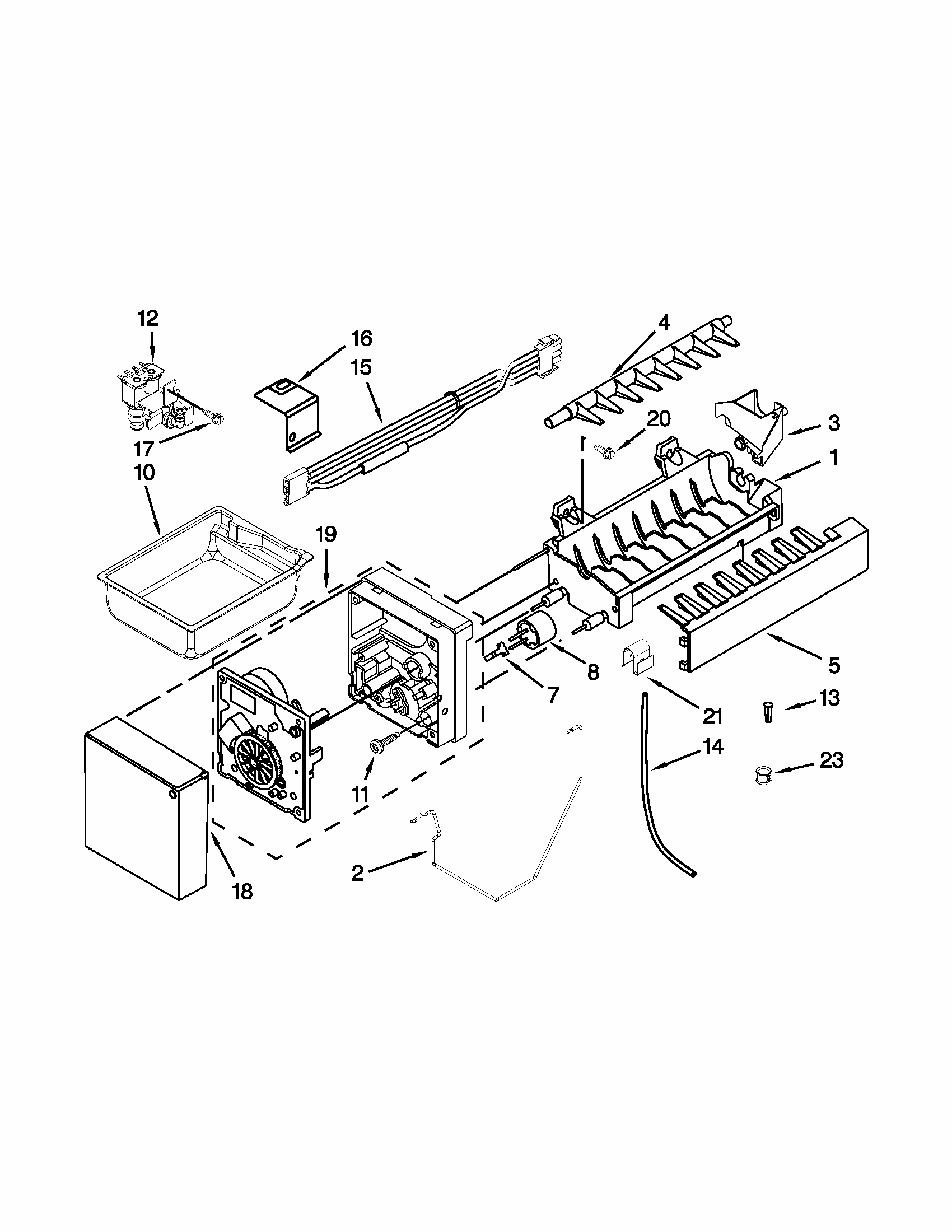 Ice Maker Diagram and Parts List for 59679533019  Kenmore Refrigerator