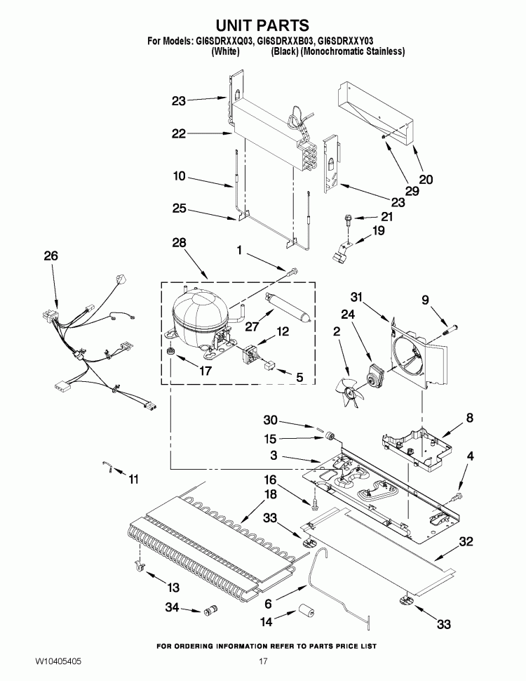 UNIT PARTS Diagram and Parts List for GI6SDRXXQ03  Whirlpool Refrigerator