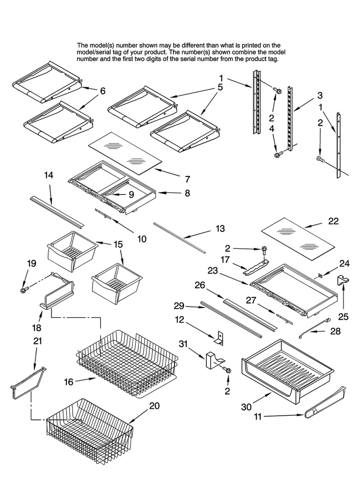 Shelf Parts Diagram and Parts List for KBLS22ETSS11  KitchenAid Refrigerator