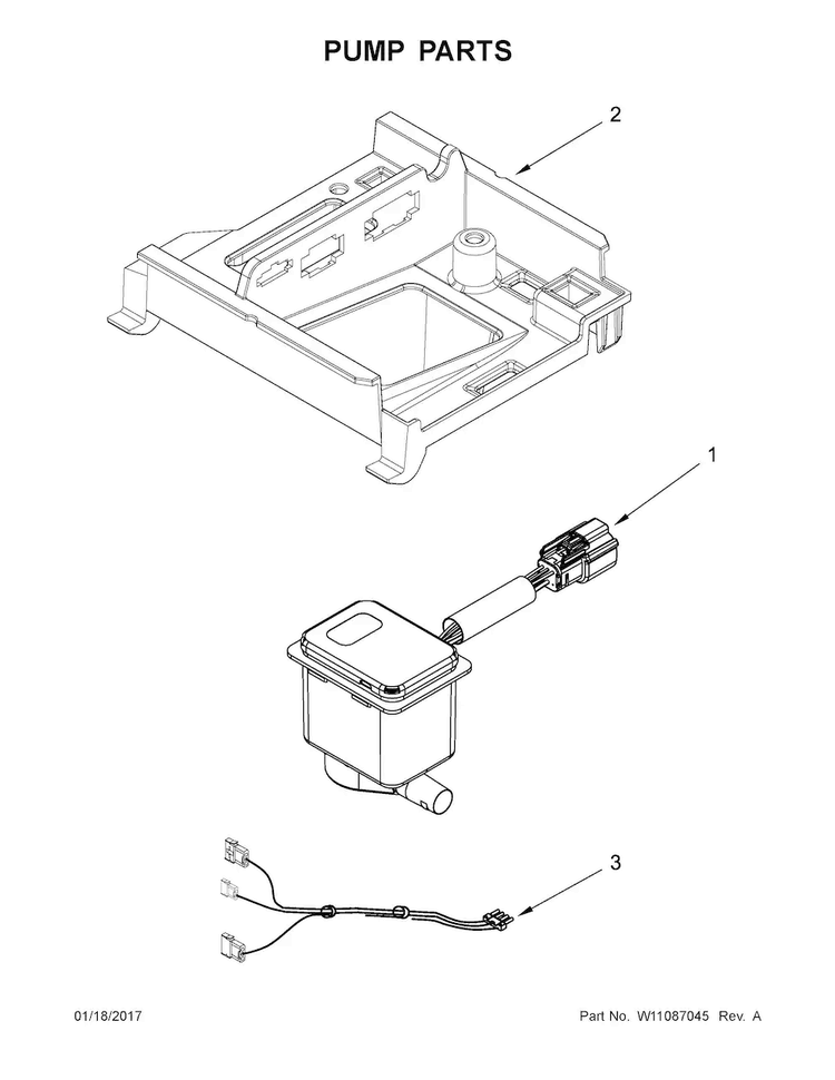 Pump Parts Diagram and Parts List for KUIX505ESS2  KitchenAid Ice Maker