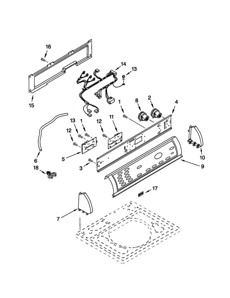 Control Panel Diagram and Parts List for 11021082000  Kenmore Washer