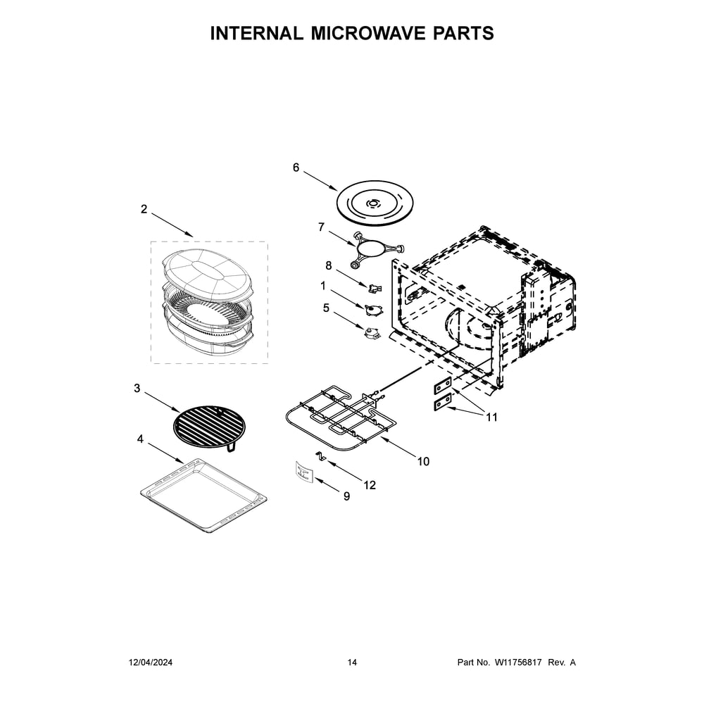 Internal Microwave Parts Diagram and Parts List for KOEC430RSS01  KitchenAid Microwave