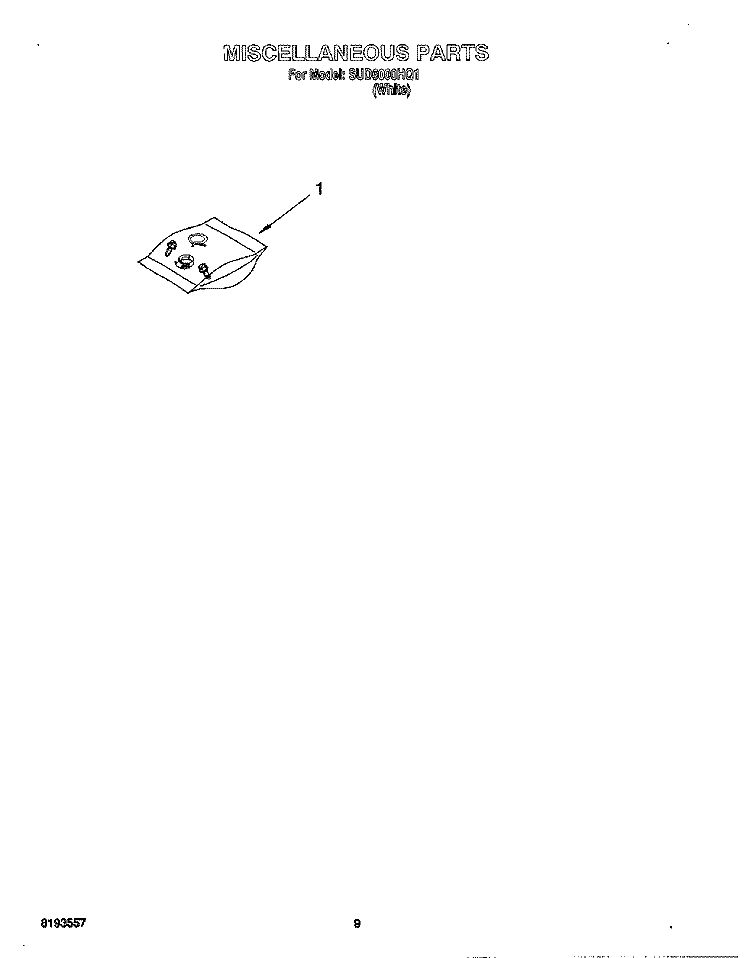 MISCELLANEOUS, OPTIONAL Diagram and Parts List for SUD6000HQ1  Whirlpool Dishwasher