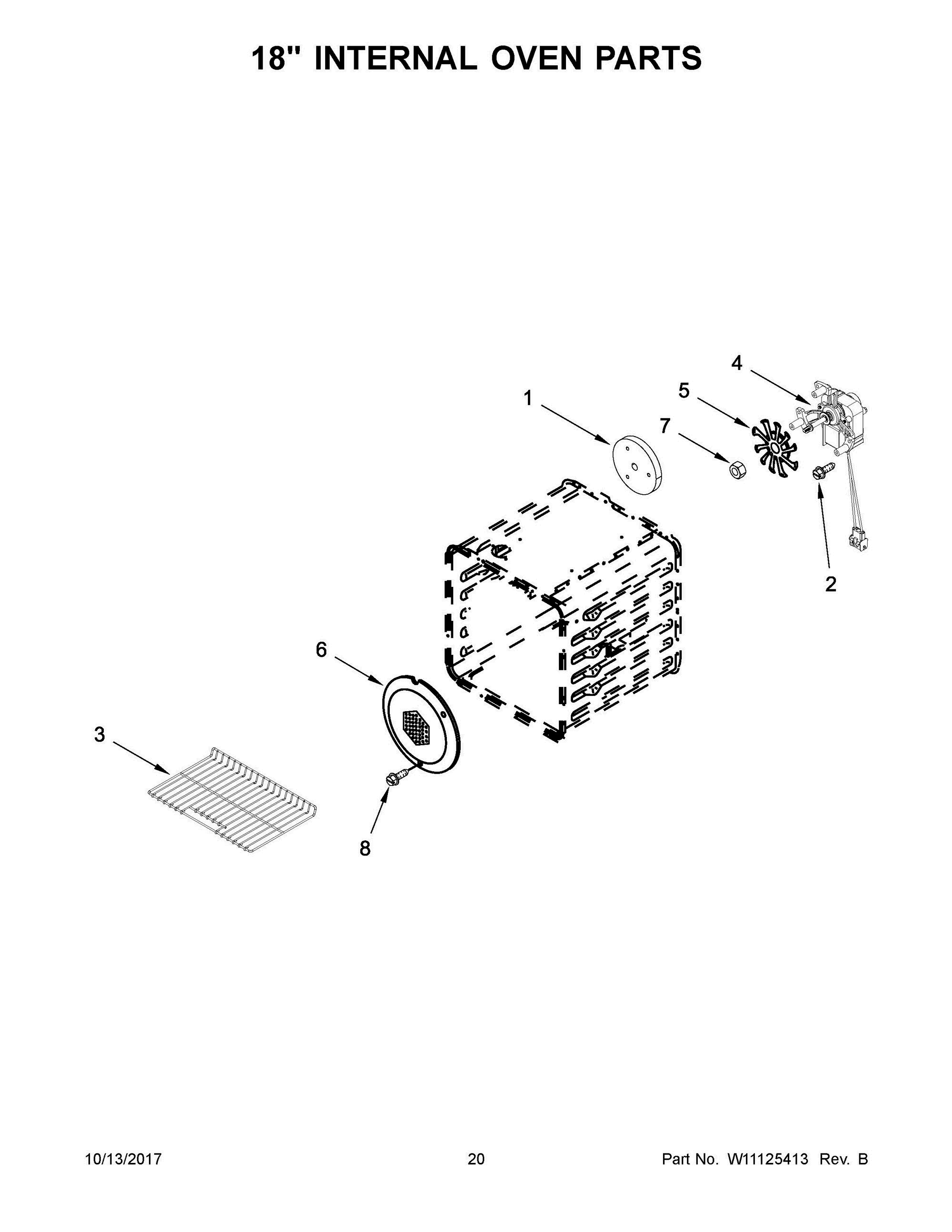 11 - 18" INTERNAL OVEN PARTS Diagram and Parts List for JGRP548WP02  Whirlpool Range