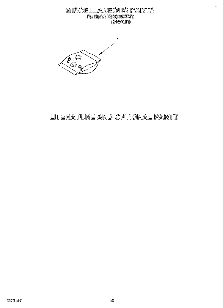 MISCELLANEOUS, LIT/OPTIONAL Diagram and Parts List for KUDS24SEBT0  KitchenAid Dishwasher
