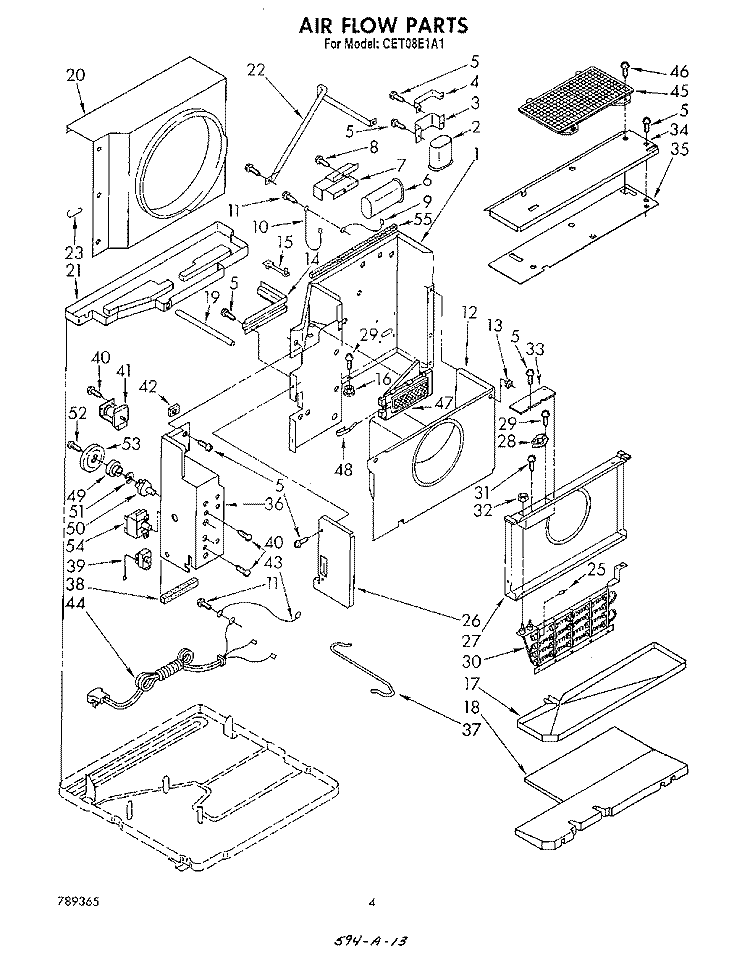 AIR FLOW , LIT/OPTIONAL Diagram and Parts List for CET08E1A1  Whirlpool Air Conditioner