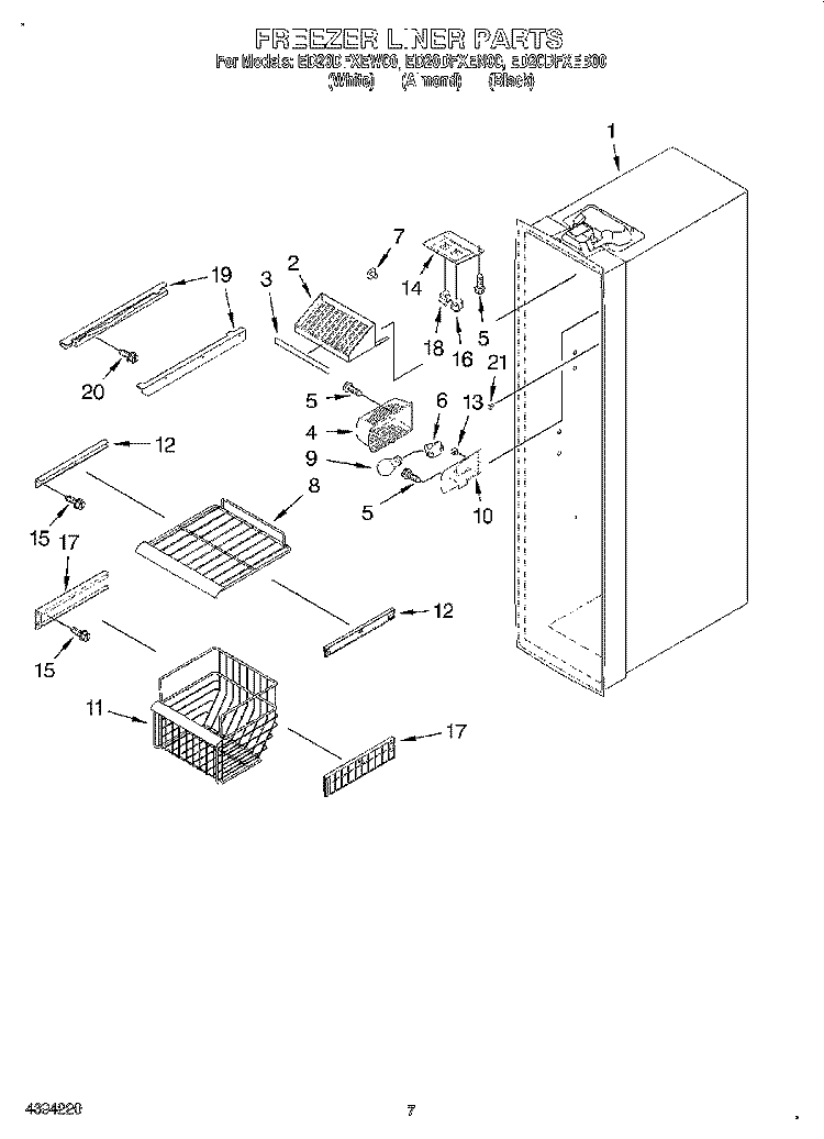 FREEZER LINER Diagram and Parts List for ED20DFXEB00  Whirlpool Refrigerator