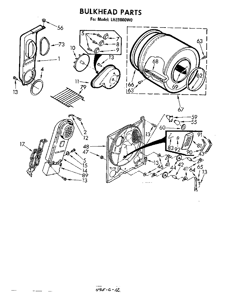 SECTION Diagram and Parts List for LHE9800W0  Whirlpool Dryer