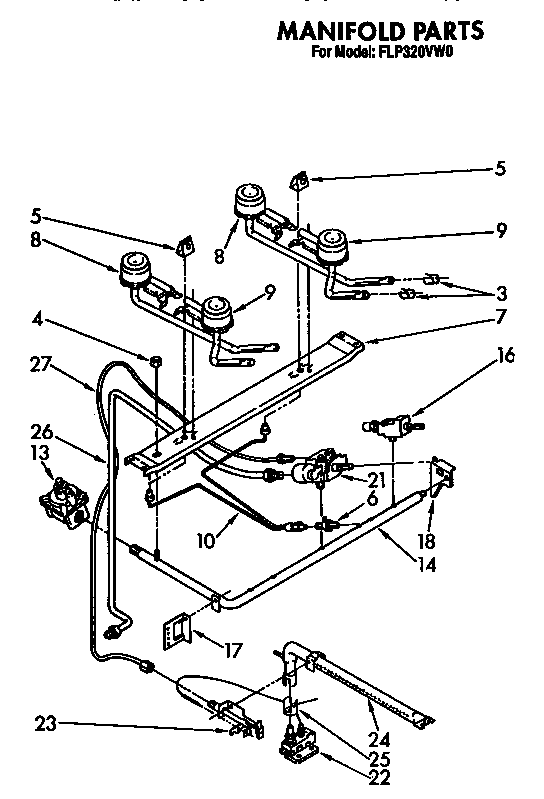 Manifold Diagram and Parts List for FGP320VN0  Roper Range