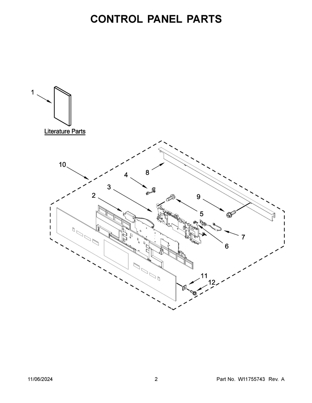 02 - Control Panel Parts Diagram and Parts List for JMC2430LM01  Whirlpool Microwave