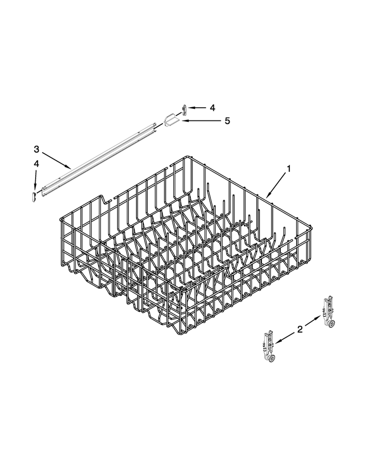 Upper Rack And Track Parts Diagram and Parts List for WDP350PAAW4  Whirlpool Dishwasher