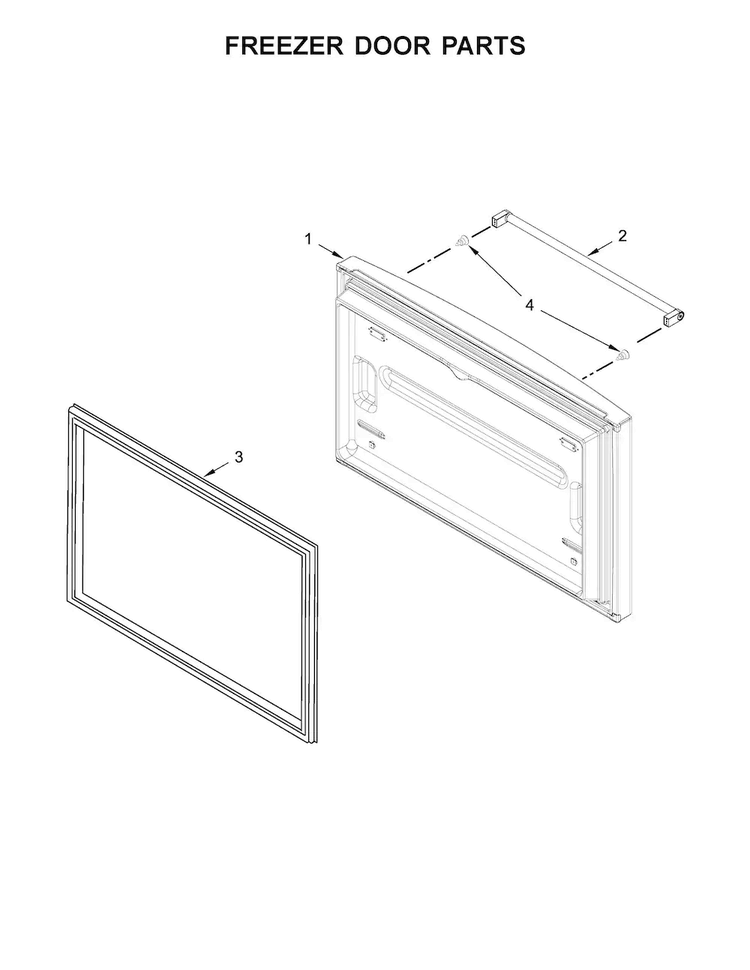 Freezer Door Parts Diagram and Parts List for KRFF302EBL01  KitchenAid Refrigerator
