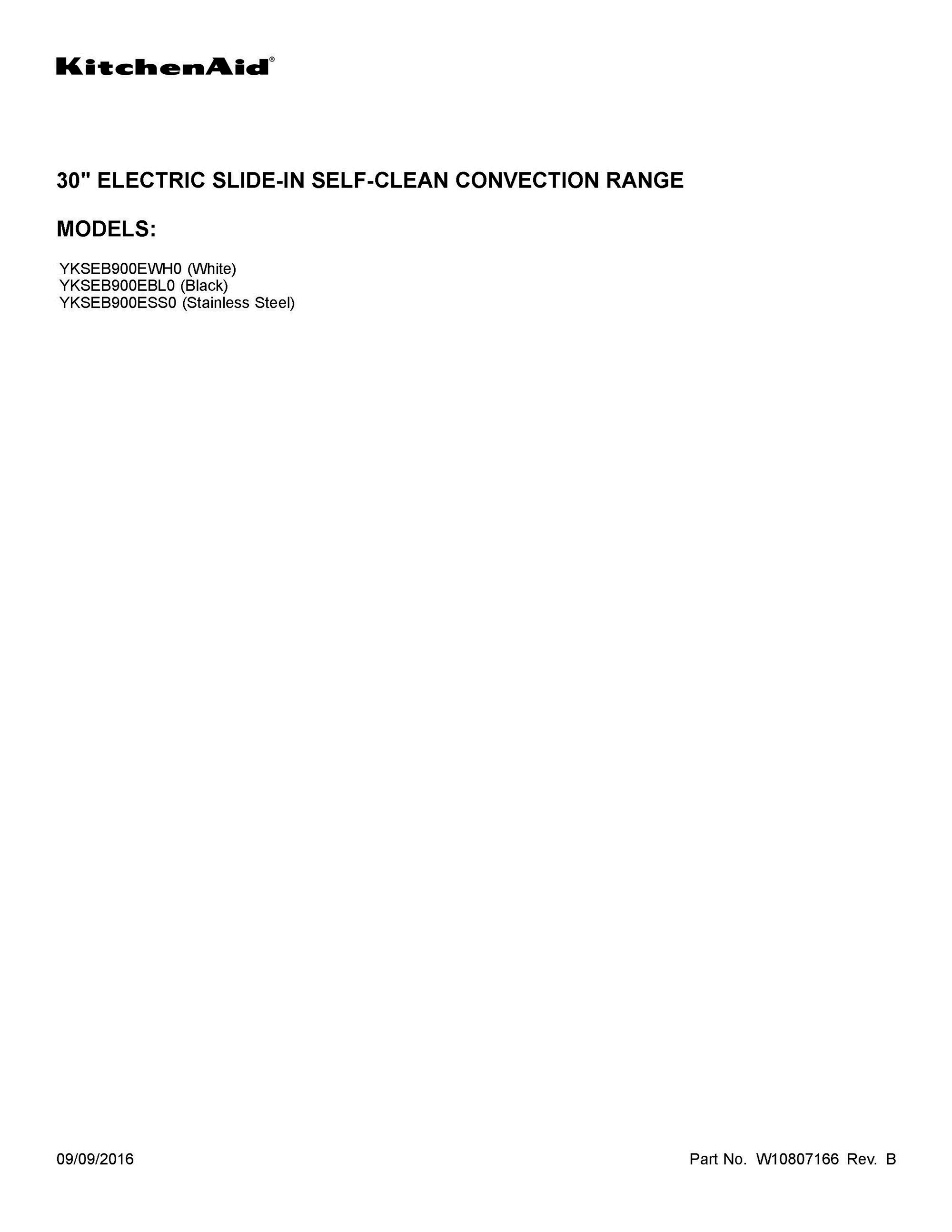 01 - COVER SHEET Diagram and Parts List for YKSEB900EBL0  Whirlpool Range