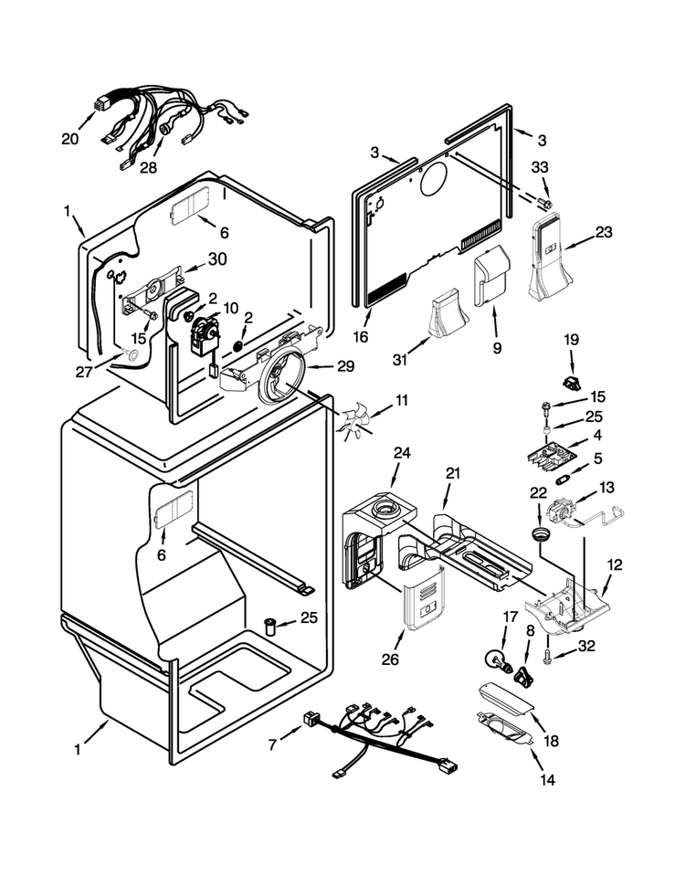 Liner Parts Diagram and Parts List for WRT351SFTF00  Whirlpool Refrigerator