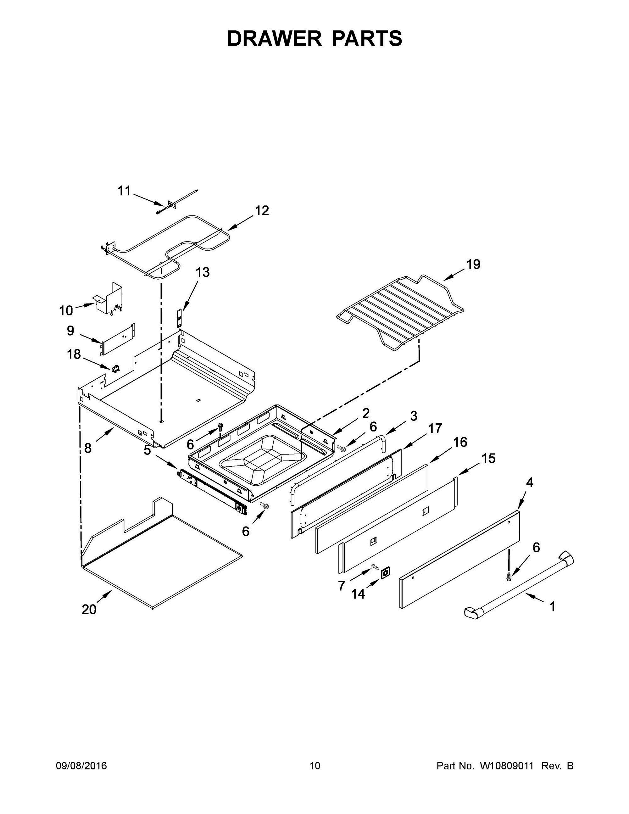 06 - DRAWER PARTS Diagram and Parts List for YKSDB900ESS0  Whirlpool Range