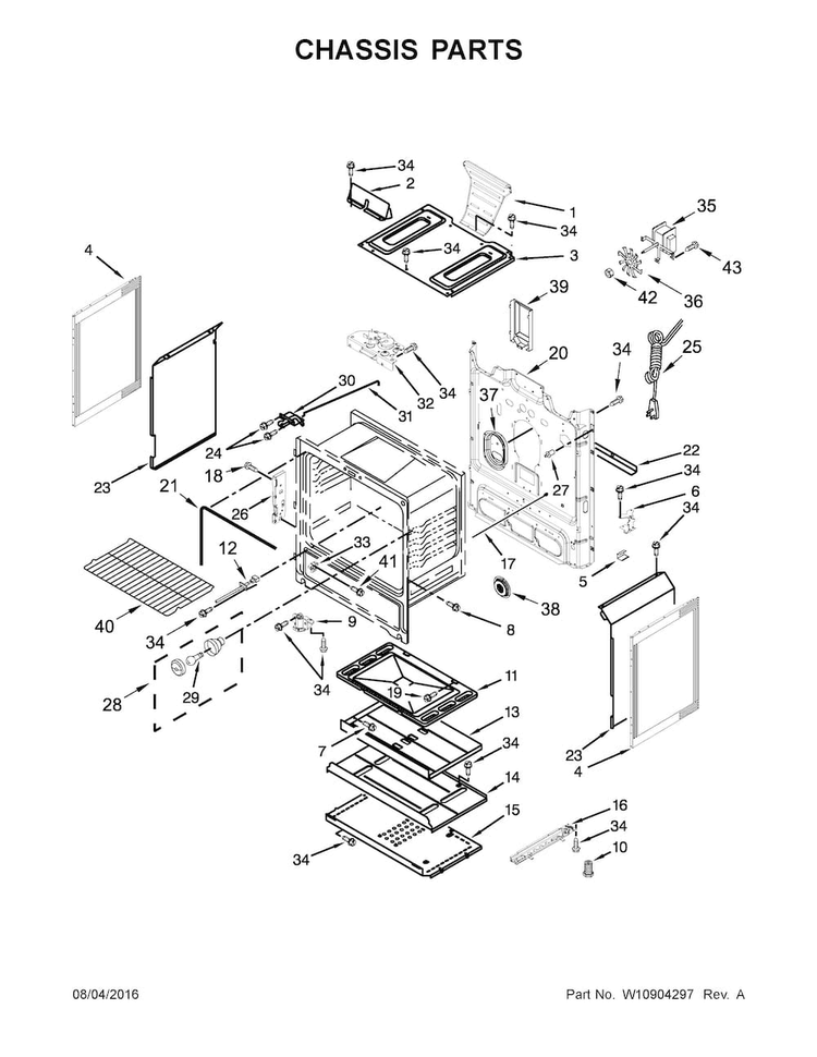 Chassis Parts Diagram and Parts List for WFG530S0ES1  Whirlpool Range