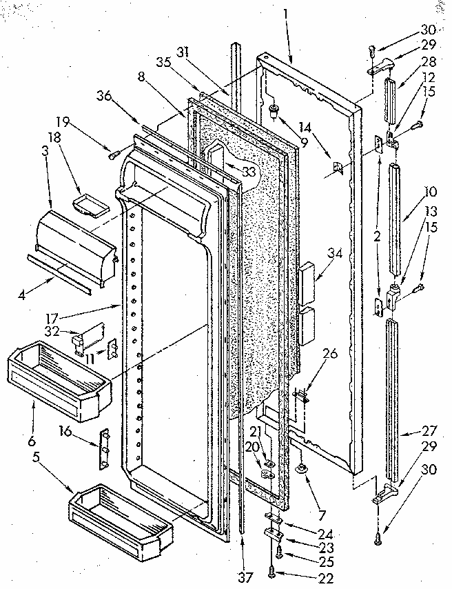 Refrigerator Door Diagram and Parts List for 1068592511 SKR601W0 Kenmore Refrigerator