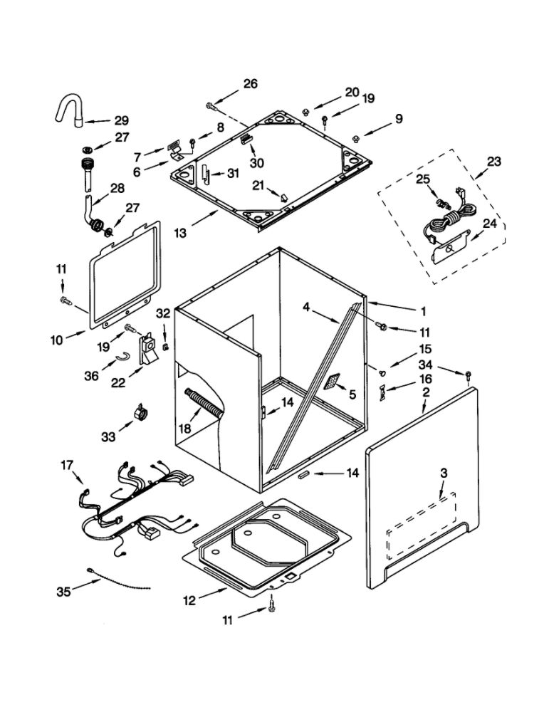 Cabinet And Frame Diagram and Parts List for 11021082000  Kenmore Washer