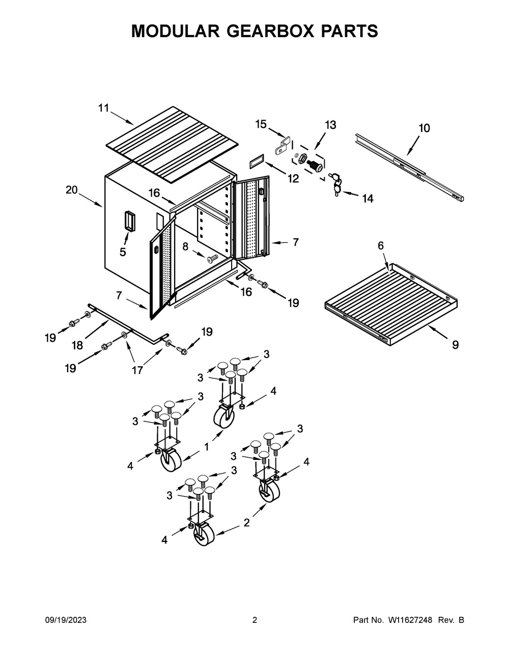 Modular Gearbox Parts Diagram and Parts List for GAGB272DLW00  Whirlpool Cabinet