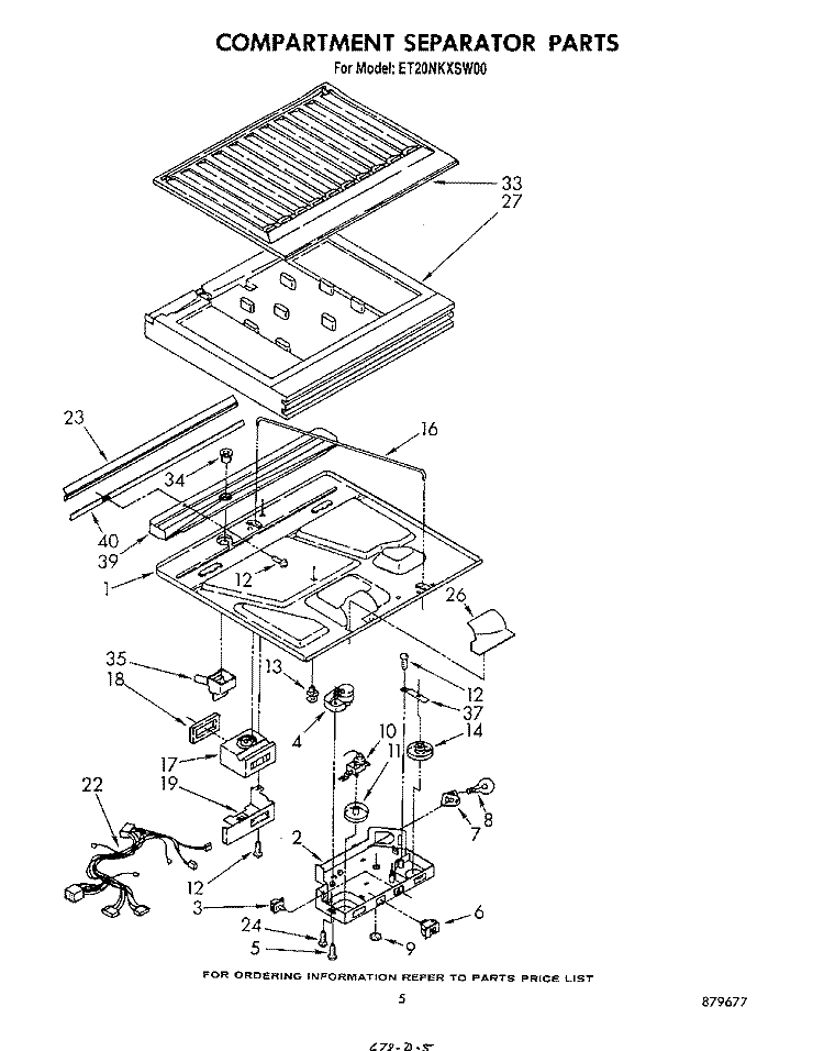 COMPARTMENT SEPARATOR Diagram and Parts List for ET20NKXSW00  Whirlpool Refrigerator