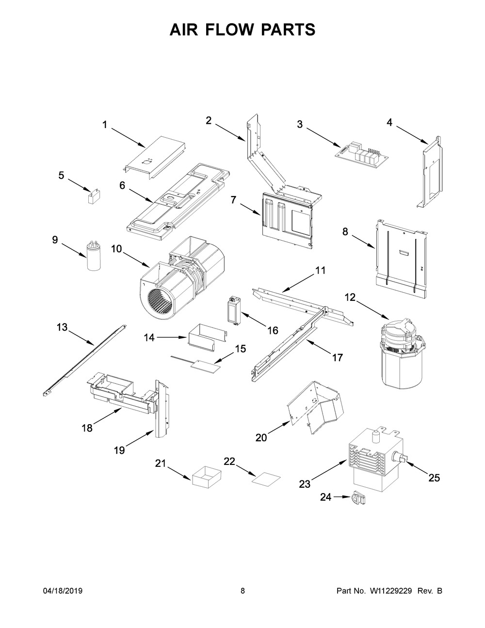 Air Flow Parts Diagram and Parts List for YKMLS311HBS0  Whirlpool Microwave