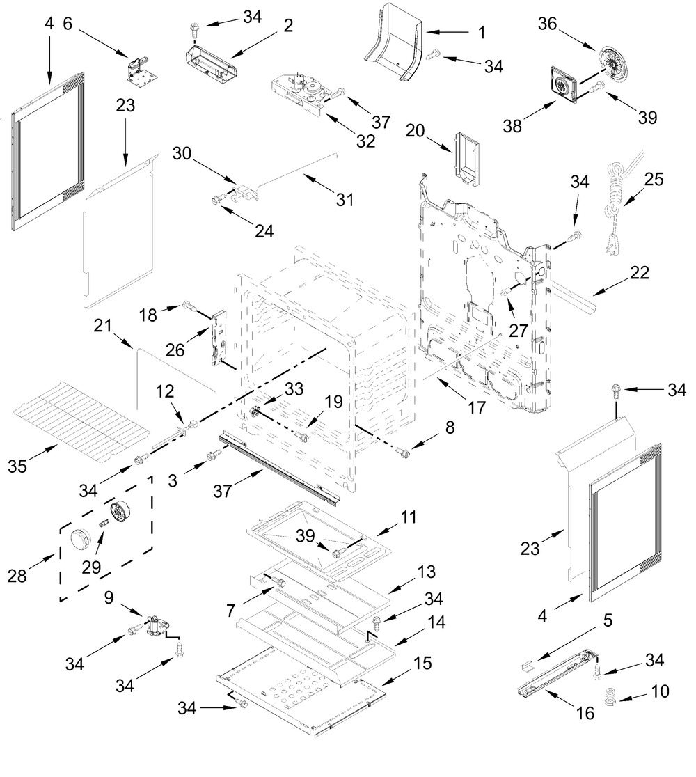 Chassis Parts Diagram and Parts List for WFGS5030RB0,WFGS5030RW0  Whirlpool Range