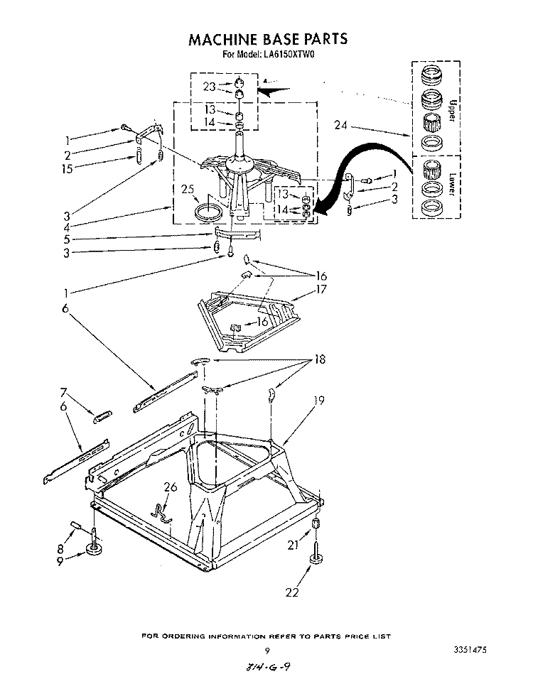 MACHINE BASE Diagram and Parts List for LA6150XTF0  Whirlpool Washer