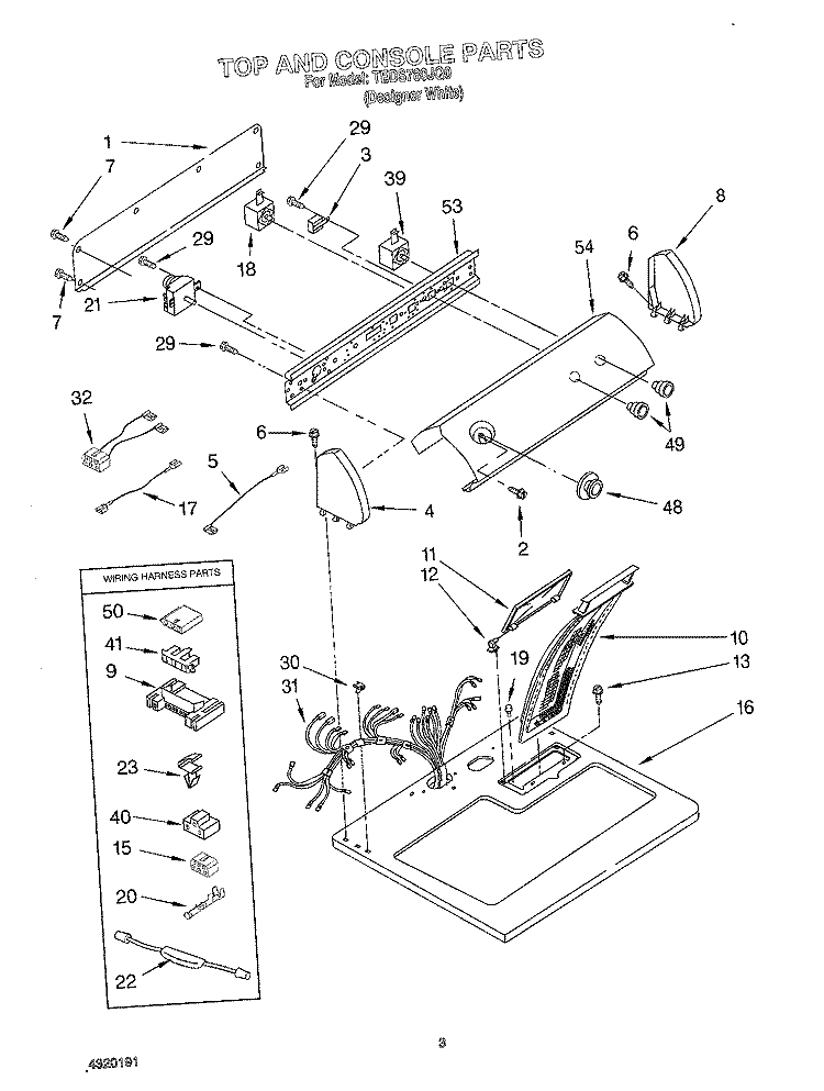 SECTION Diagram and Parts List for TEDS780JQ0  Estate Dryer