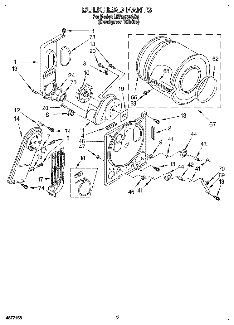 SECTION Diagram and Parts List for LER5634AQ0  Whirlpool Dryer