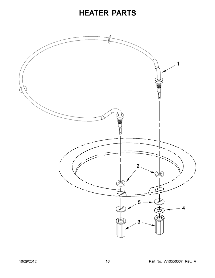 HEATER PARTS Diagram and Parts List for KUDE20IXWH9  KitchenAid Dishwasher