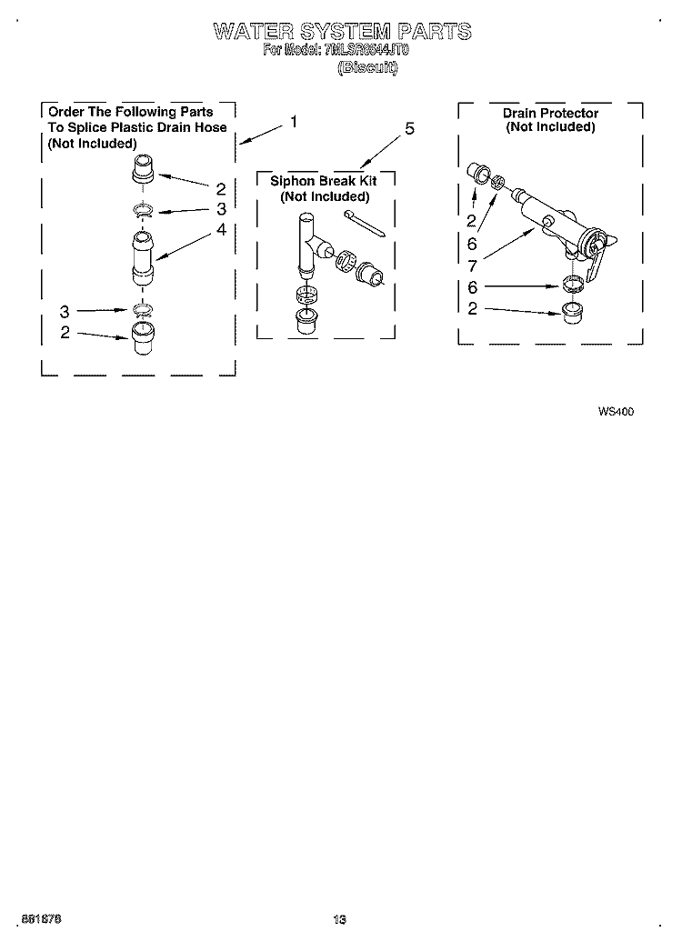 WATER SYSTEM Diagram and Parts List for 7MLSR8544JT0  Whirlpool Washer