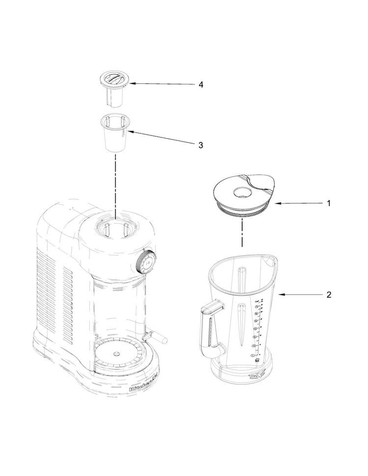 Attachment Parts Diagram and Parts List for KSB5010QCA0  KitchenAid Blender